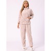 cheibear Women's Flannel Long Sleeve Soft Winter Warm Rabbit Pattern Pajama Sets with Pockets - 3 of 4