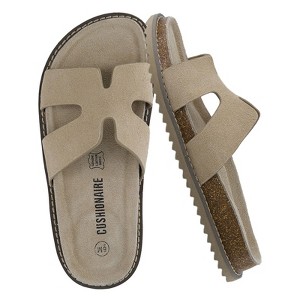 CUSHIONAIRE Wisdom Womens Sandals Cutout Strap Genuine Leather Slides – Slip On Cork Footbed Sandals for Women 2025 - 1 of 4
