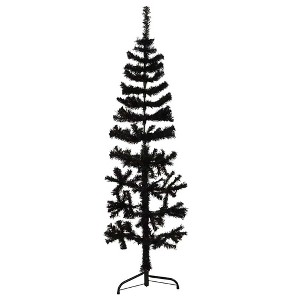 vidaXL Christmas Tree Decoration Slim Artificial Half Xmas Tree with Stand - 1 of 4