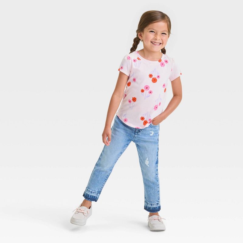 Toddler Girls' Straight Released Hem Jeans - Cat & Jack™ Blue, 4 of 7