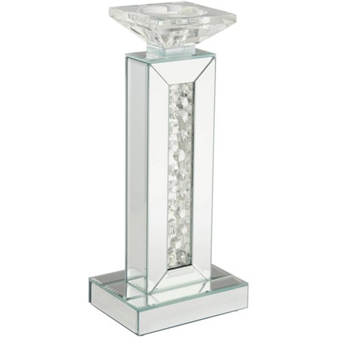 Studio 55d Dahlia Crystal And Mirrored Glass Pillar Candle Holder : Target