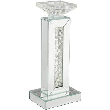 Studio 55D Dahlia Crystal and Mirrored Glass Pillar Candle Holder