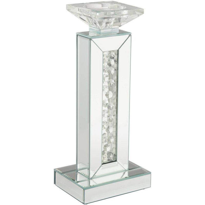 Studio 55D Dahlia Crystal and Mirrored Glass Pillar Candle Holder, 1 of 8