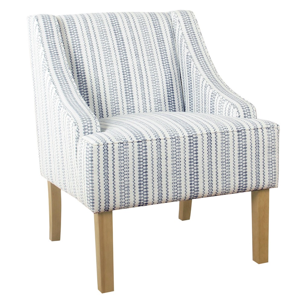 Photos - Chair Classic Swoop Accent Armchair Striped Blue - HomePop