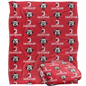 Davidson College Logo Pattern Silky Touch Blanket White 50x60 - 1 of 4