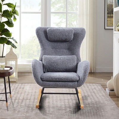 CAVINAS Upholstered Accent Chair,Modern Rocking Chairs with High Backrest and Comfortable Seating for Bedroom,Reading Room