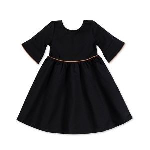 Hope & Henry Girls' Ruffle Sleeve Ponte Dress with Suede Detail, Kids, 6 - 1 of 4
