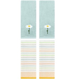 REGALWOVEN 4 Pcs Bathroom Absorbent Cotton Hand Towels - 1 of 4