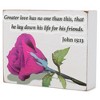 Elanze Designs Greater Love Than This Pink Rose 3 x 4 White Wood Tabletop Block Sign - 2 of 4