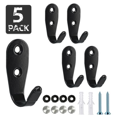 Phiestina 5-Pack Stainless Steel Heavy-Duty Hooks for Bathroom & Home Storage