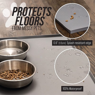 Beige Silicone Dog Food Mat with Raised Edges