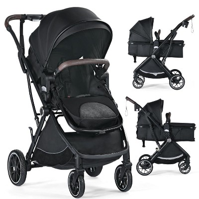 Kinder King 3 in 1 Convertible Baby Stroller, Portable Baby Carriage Pushchair with Adjustable Canopy