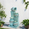 LuxenHome 30" Tall Aqua Blue Outdoor Water Fountain with LED Lights, Cascading Resin Garden Fountain with Ceramic Like Glaze - 3 of 4