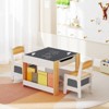 Costway 4-in-1 Kids Table & Chair Set Toddler Wooden Activity Table with Side Bookshelves Beige/Gray - 4 of 4