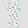 Carter's Just One You® Baby Boys' Shark Footed Pajama - White/Teal Blue - image 2 of 4
