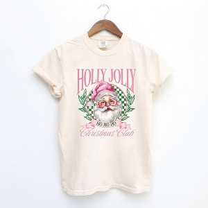 Simply Sage Market Women's Holly Jolly Santa Pink Short Sleeve Garment Dyed Tee - 1 of 4