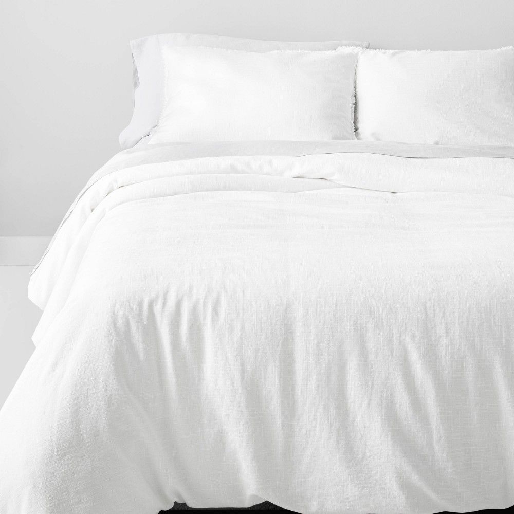 Full/Queen Heavyweight Linen Blend Comforter & Sham Set White - Casaluna