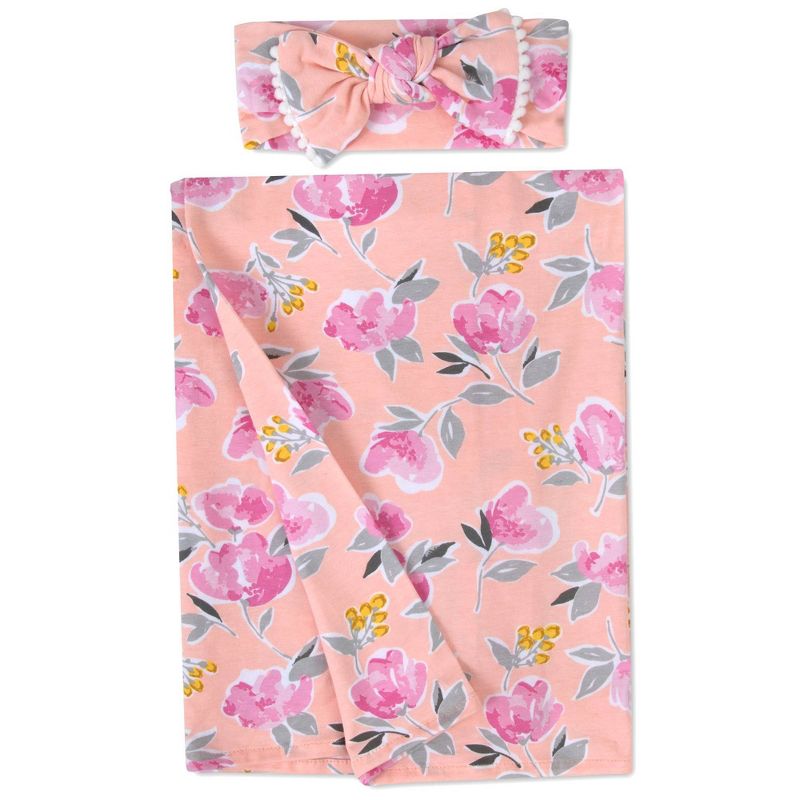 Baby Essentials Rose Floral Swaddle Blanket, 2 of 4