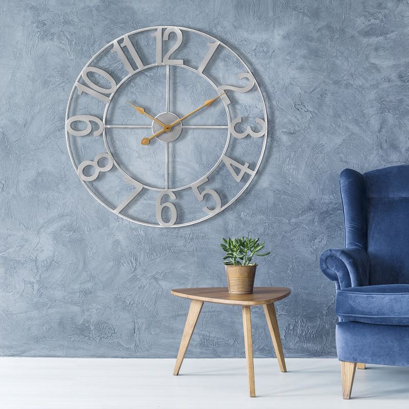 Sorbus Large Wall Clock for Living Room Decor - Numeral Wall Clock for Kitchen - 24 inch Wall Clock Decorative (Silver), 4 of 7