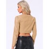INSPIRE CHIC Women's PU Bolero Open Front Leather Cropped Long Sleeve Jacket - 3 of 4