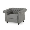 39.5" Upholstered Fabric Chesterfield Club Chair with Plush Texture - 4 of 4