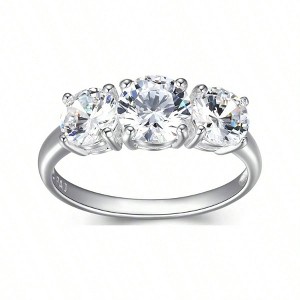 Sterling Silver Engagement Rings for Women - Three Stone or Garnet Ring, Size 7 - 1 of 4