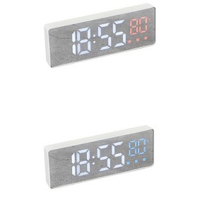 REGALWOVEN 2 Pcs Plastic Digital Corded Adjustable Accurate Dimmable Electric Alarm Clock 6.3 x 2.4 x 1 inch - 1 of 4