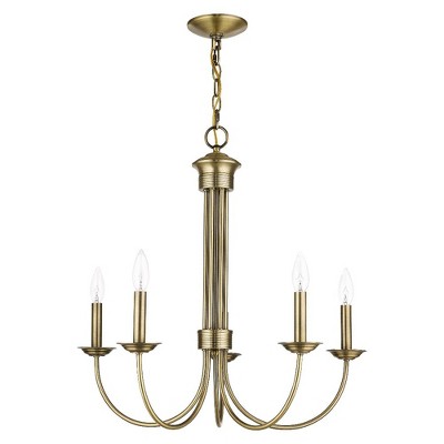 Estate Bronze 5-Light Classical Chandelier with Candelabra Base