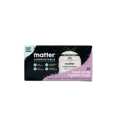 Matter Compostable Small Kitchen Scrap Trash Bags - 3gal/25ct