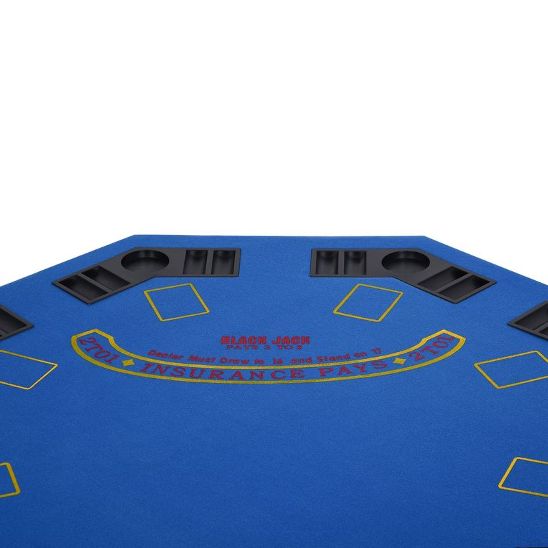 Soozier 47" 8 Player Folding Octagon Poker Table Blackjack Poker Game with Cup Holders, 5 of 9