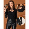 Allegra K Women's Choker Neck Slim Fit Long Sleeves Gothic Floral Lace Top - 2 of 4
