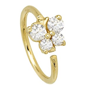 Jewelry Avalanche 20G Ladies 14K Gold Butterfly Nose Hoop, 0.11 ctw Diamond, Twist-open, 5/16"(8mm) - 1 of 4