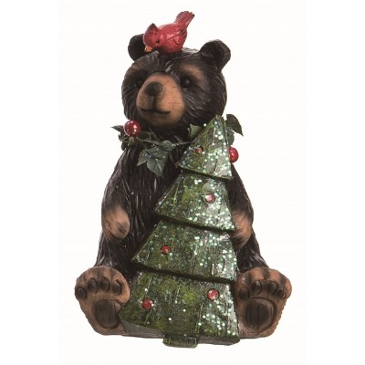 Transpac Resin Multicolor Christmas Small Bear Figurine