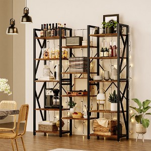 Triple Wide 5 Tier Book Shelf, Industrial Large Bookshelves and Bookcases with Metal Frame for Living Room, Bedroom, Home Office - 1 of 4