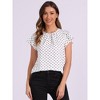 INSPIRE CHIC Women's Polka Dots Puff Sleeve Round Pleated Neck Casual Office Blouse - 4 of 4