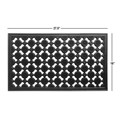 Black Heavy Geometric Trellis Outdoor Coir Doormat