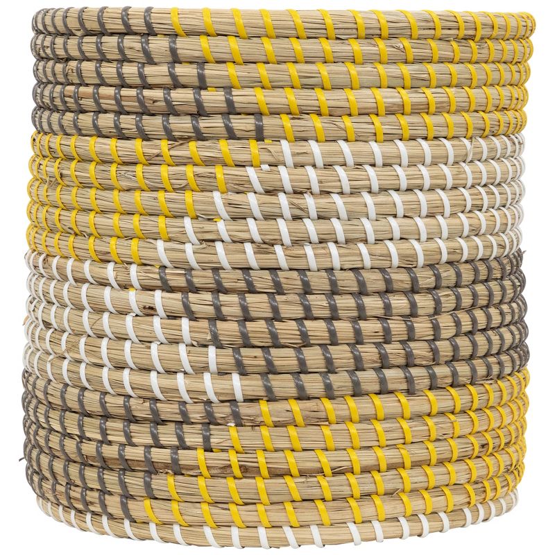 Northlight Set of 3 Striped Olive and Beige Woven Seagrass Baskets 9.75", 3 of 7