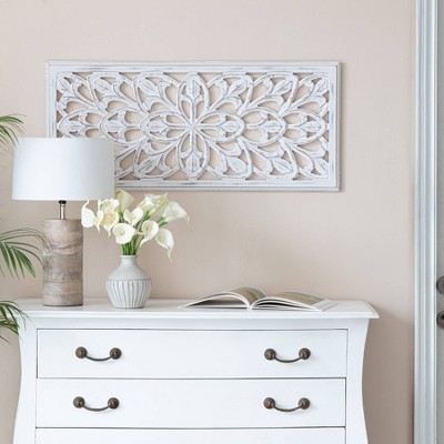 Augustus White Hand-Carved Wood Medallion Wall Art