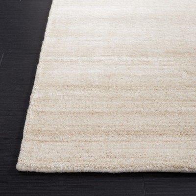 Beige Hand-Loomed Wool and Viscose Area Rug