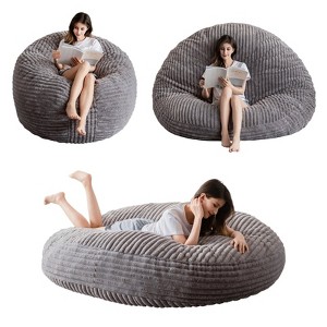 MAXYOYO 3 in 1 Giant Bean Bag Chair for Adult, High-Density Foam Filling, Convertible Sofa Bed, Grey - 1 of 4