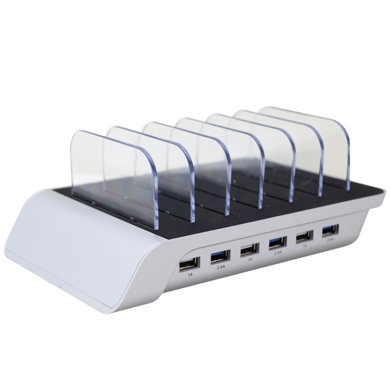 Trexonic 10.2A 6-Port USB Charging Station with Brackets, Silver, 2 of 10