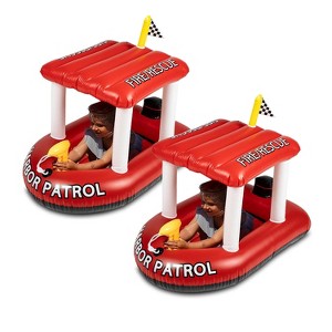 Zone Tech Inflatable Pool Boat Floats for Kids - Toddler Fire Rescue Harbor Patrol Inflatable Boat Pool Float Ride On with Fun Water Toy Squirter - 1 of 4