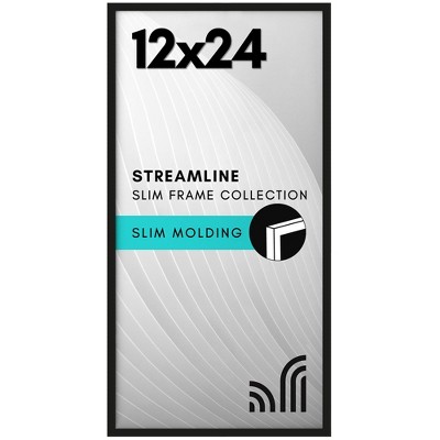 Americanflat 12x24 Picture Frame with Polished Plexiglass - Streamline - Thin Border Picture Frame - Hanging Hardware Included - Black
