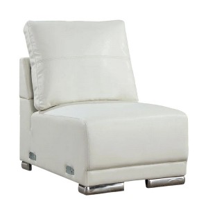 Royal Hampton Modular Armless Lounge Chair, Chrome Metal, White Faux Leather - 1 of 4