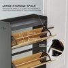 Acekool Shoe Cabinet with 2 Flip-Up Drawers & Open Storage, Adjustable Support Legs, Metal Knobs, Entryway Organizer - 3 of 4