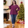 Women's Plus Size Swiss Dot Round Neck Puff Sleeve Casual Cute Babydoll Blouses - Agnes Orinda - 3 of 4