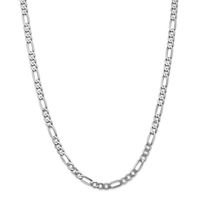 Black Bow Jewelry Men's 5.5mm 14k White Gold Flat Figaro Chain Necklace