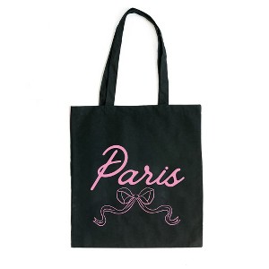 City Creek Prints Paris Coquette Bow Canvas Tote Bag - 15x16 - Black - 1 of 2