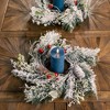 Flocked Pine Holly Sleigh Bell Candle Ring 18"D - 3 of 4
