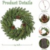 24 Inch Real Pine Wreath Artificial Green Wreaths for Front Door Winter Holiday Decorations Indoor Outdoor Window Thanksgiving - 3 of 4